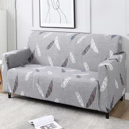HOKIPO Grey Printed Stretchable Universal 3 Seater Sofa Covers-image-97