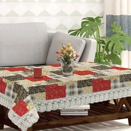 Dakshya Industries Beige & Green Printed Rectangular Table Cover image 1