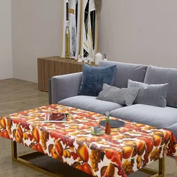 Dakshya Industries White & Brown Printed Rectangular 4-Seater Table Cover image 1