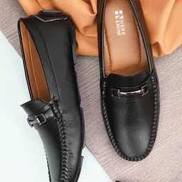 HERE&NOW Men Black textured Lightweight Loafers-picture-19