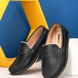 BAESD Boys Textured Lightweight Penny Loafers With Laser Cuts-7