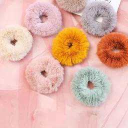 DN Creation Assorted Set of 6 Faux Fur Ponytail Holders-10