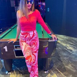 BAESD Women Original Abstract Printed Mid Rise Peg Trousers-image-70