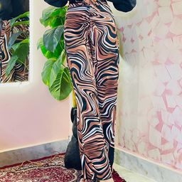 BAESD Women Original Abstract Printed Mid Rise Peg Trousers-image-99