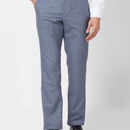 Park Avenue Men Mid Rise Checked Smart Formal Trousers-image-100