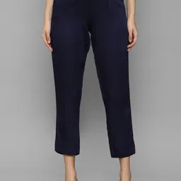 Allen Solly Woman Women Navy Blue Solid Cropped Trouser-image-68