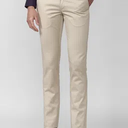 Van Heusen Men Cream-Coloured Solid Slim Fit Trousers-image-50