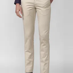 Van Heusen Men Cream-Coloured Slim Fit Formal Trousers-image-38