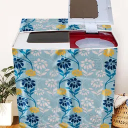 E-Retailer Blue & White Printed Washing Machine Cover-image-36