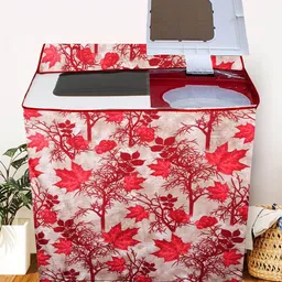 E-Retailer Red & White Printed Washing Machine Cover-53
