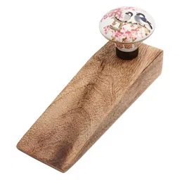 Indianshelf Beige & Pink Bird Printed Door Stopper-6