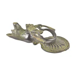 Indianshelf Black & Green Dog With Peacock Ring Door Knocker-image-8