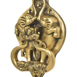 Indianshelf Demon Two Elephants Dragon Head Brass Door Knocker-image-60