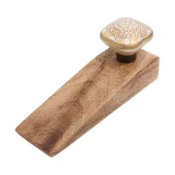 Indianshelf Mustard Yellow & Beige Square Shaped Door Stopper-image-4