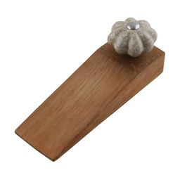 Indianshelf Cream Coloured & Beige Crackle Melon Door Stopper-5