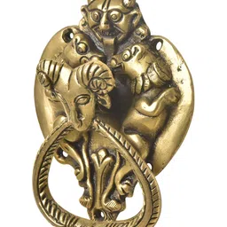 Indianshelf Beige Two Lions Ram Head Door Knocker-image-4