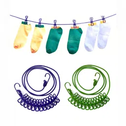 Kuber Industries-2Pcs Blue & Green Rope With Hooks-15