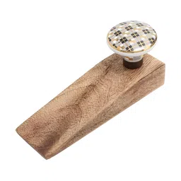 Indianshelf Black & Beige Check Patterned Door Stopper-42