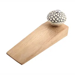 Indianshelf Cream Coloured & Black Etched Door Stopper-6
