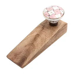 Indianshelf White & Pink Checkerboard Door Stopper-53