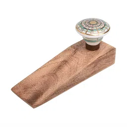 Indianshelf Beige & Green Emerald Printed Door Stopper-45