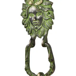 Indianshelf Black & Green Victorian Lady Face Door Knocker With Patina-image-17