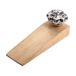 Indianshelf Beige & Blue Leaf Melon Door Stopper-picture-35