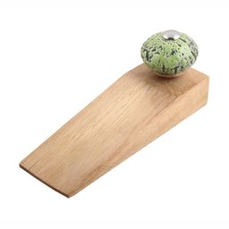 Indianshelf Green & Beige Wooden Etched Door Stopper-image-60