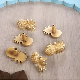 Two Moustaches Gold Toned 6 Pieces Iron Cabinet Knobs-4