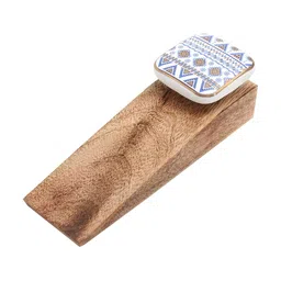 Indianshelf Beige & White Printed Square Door Stopper-7
