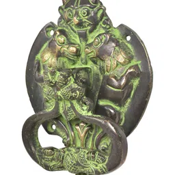 Indianshelf Black & Green Textured Head Door Knocker-4