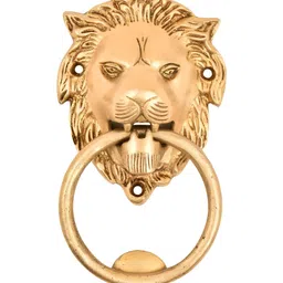 Indianshelf Gold Toned Lion Head Ring Door Knocker-image-50