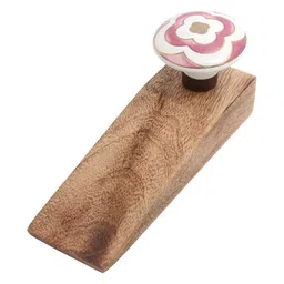 Indianshelf Beige & Pink Floral Printed Door Stopper-5