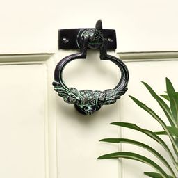 Indianshelf Black & Green Elephant Trunk Up Peacock Door Knocker-image-22