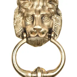 Indianshelf Gold Toned Lion Head Door Knocker Ring-image-31