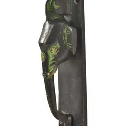 Indianshelf Black & Green Elephant With Trunk Brass Door Knocker-image-2