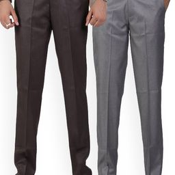 Sam and Jack Men Brown & Grey  Pack of 2 Smart Chambray Trousers-15