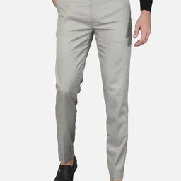 Sam and Jack Men Silver-Toned Smart Chambray Trousers-13