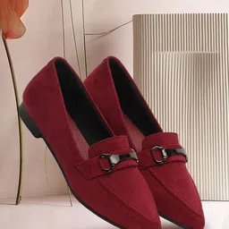 ELLE Women Pointed Toe Lightweight Comfort Insole Horsebit Loafers-45