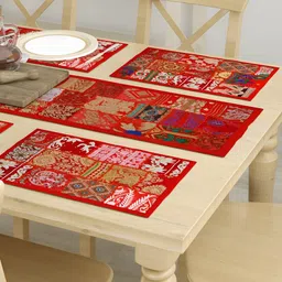 E-Ezra Red & Green Ethnic Motifs Printed Pure Cotton Table Runners-15