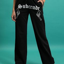 Tokyo Talkies Women Typography Printed Mid-Rise Trousers-image-95