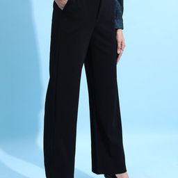 Tokyo Talkies Women Black Mid-Rise Regular Fit Casual Bootcut Trousers-image-94
