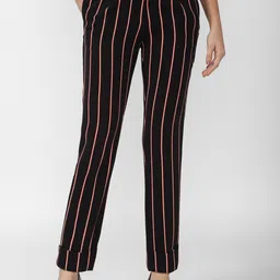 Van Heusen Woman Women Black Striped Slim Fit Trousers-52