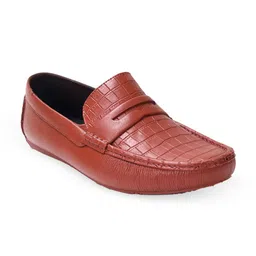 Ajanta Men Copper-Toned Textured Driving Shoes-13