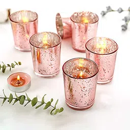 The Purple Tree 6 Pcs Pink Glass Tealight Candle Holder-image-58