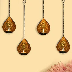 Ascension Yellow 4 Pieces Metal Wall Hanging Tealight Candle Holder-22