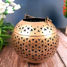 apka mart Copper-Toned Textured Metal Candle Holder-image-21