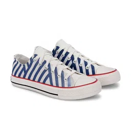 CROWCIA LONDON Men Printed Round Toe Lightweight Canvas Sneakers-image-89