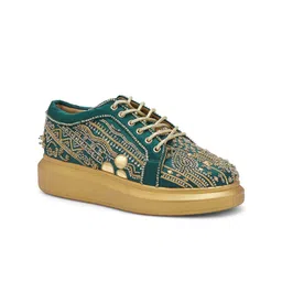 Anaar Women Esmeralda Classic Embellished Lightweight Textile Sneakers-picture-21