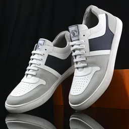 Harvard Men White & Grey Perforations Comfort Insole Lightweight Contrast Sole Sneakers-53
